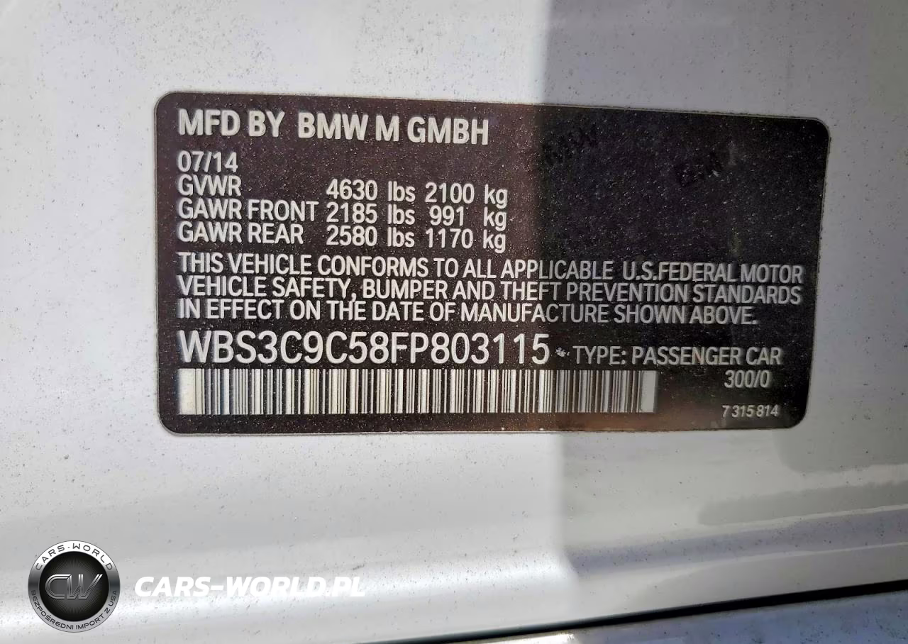 2015 BMW M3 VIN:WBS3C9C58FP803115 - 12