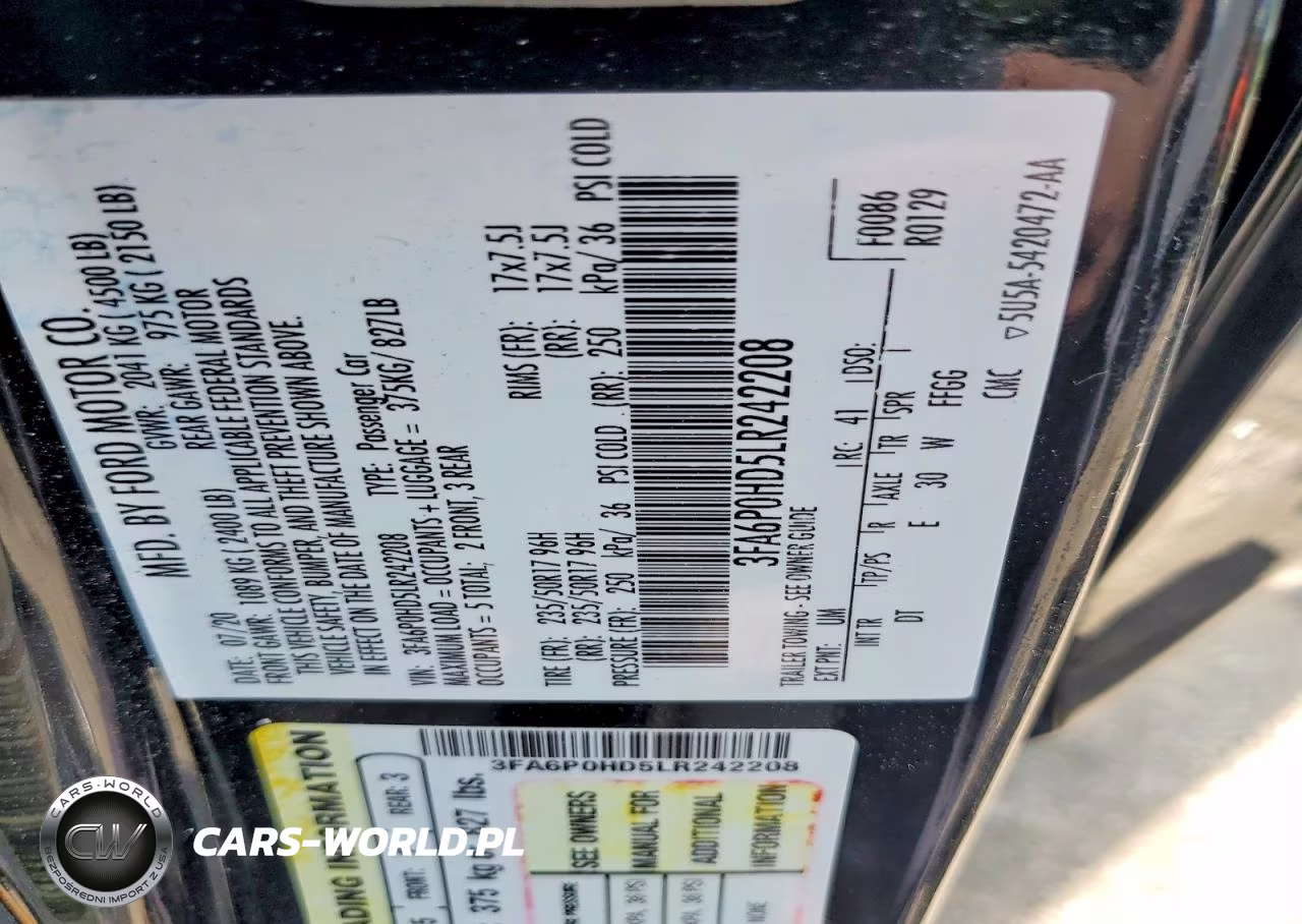 2020 Ford Fusion Se VIN:3FA6P0HD5LR242208 - 12