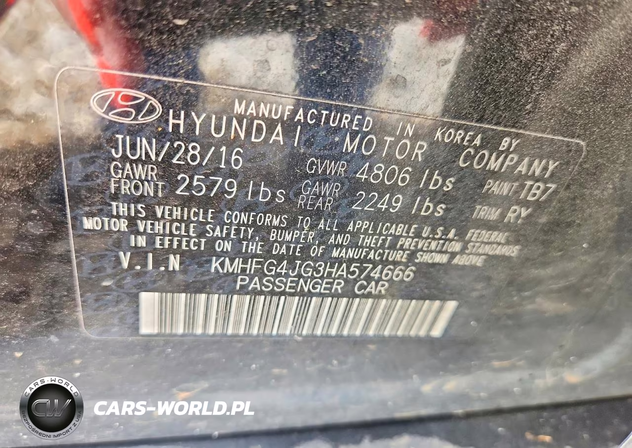 2017 Hyundai Azera Base VIN:KMHFG4JG3HA574666 - 13