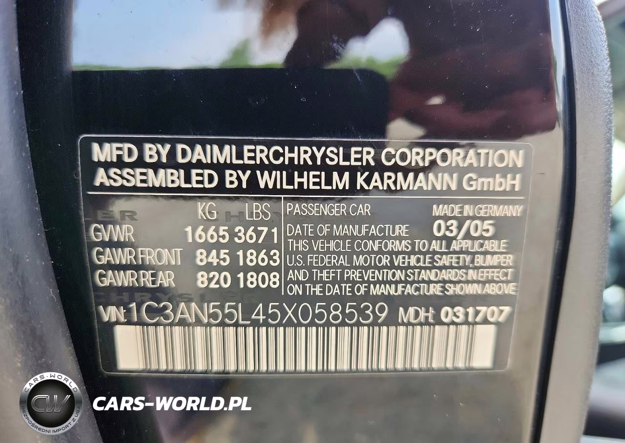 2005 Chrysler Crossfire VIN:1C3AN55L45X058539 - 12