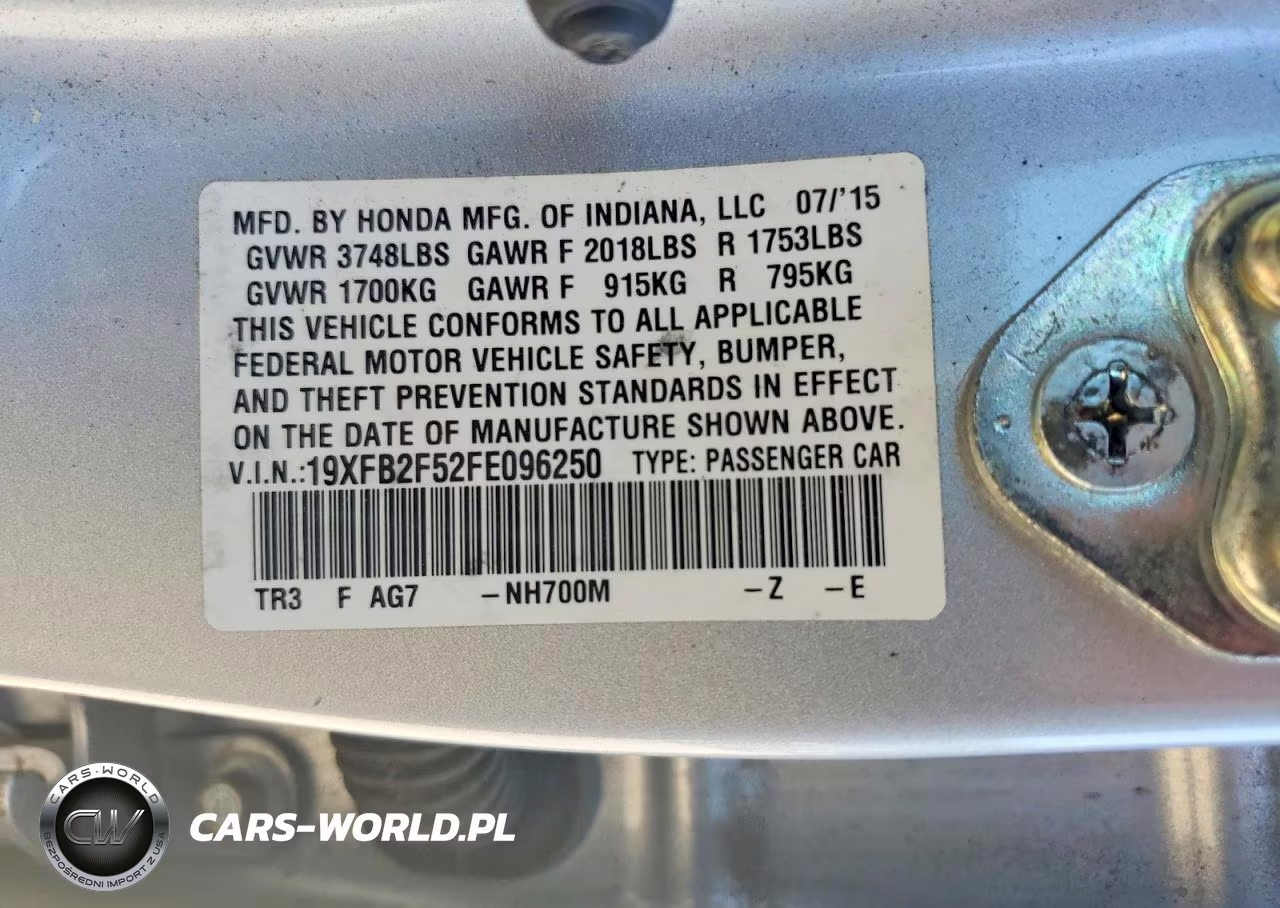 2015 Honda Civic Lx VIN:19XFB2F52FE096250 - 12