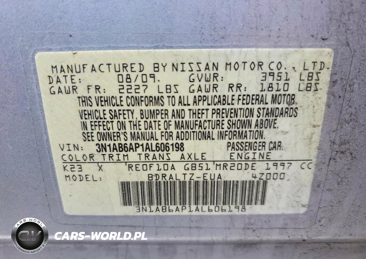 2010 Nissan Sentra 2.0 VIN:3N1AB6AP1AL606198 - 12