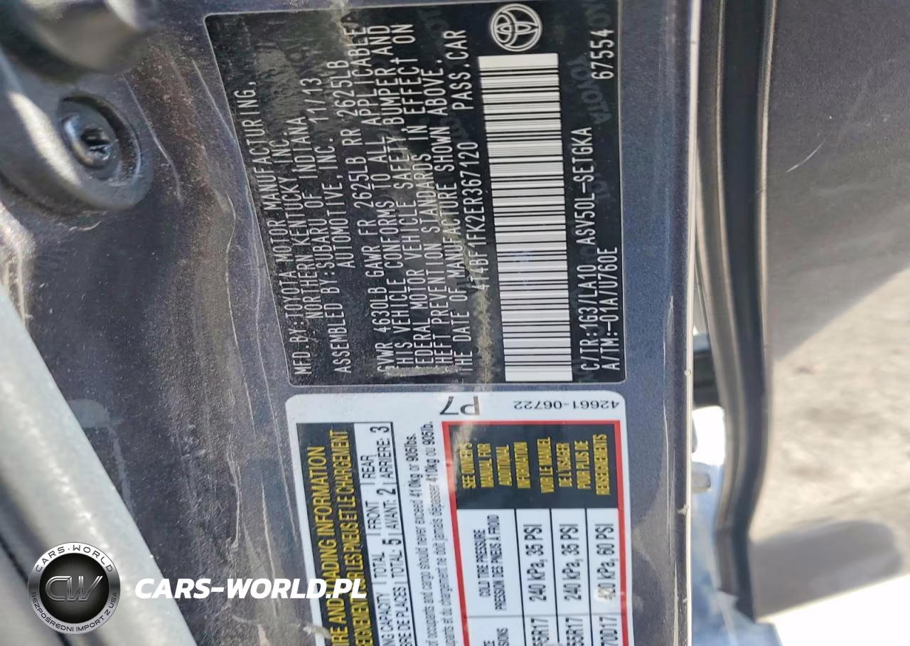 2014 Toyota Camry Xle VIN:4T4BF1FK2ER367120 - 12