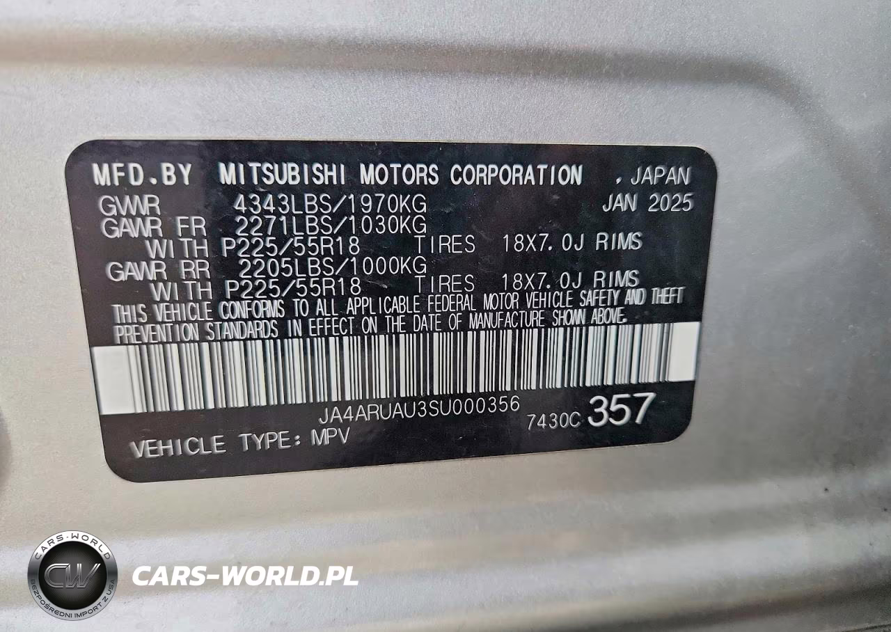 2025 Mitsubishi Outlander Sport S VIN:JA4ARUAU3SU000356 - 13