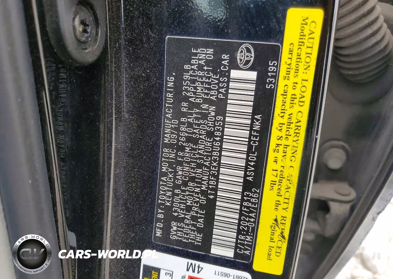 2011 Toyota Camry Base VIN:4T1BF3EK3BU648359 - 12