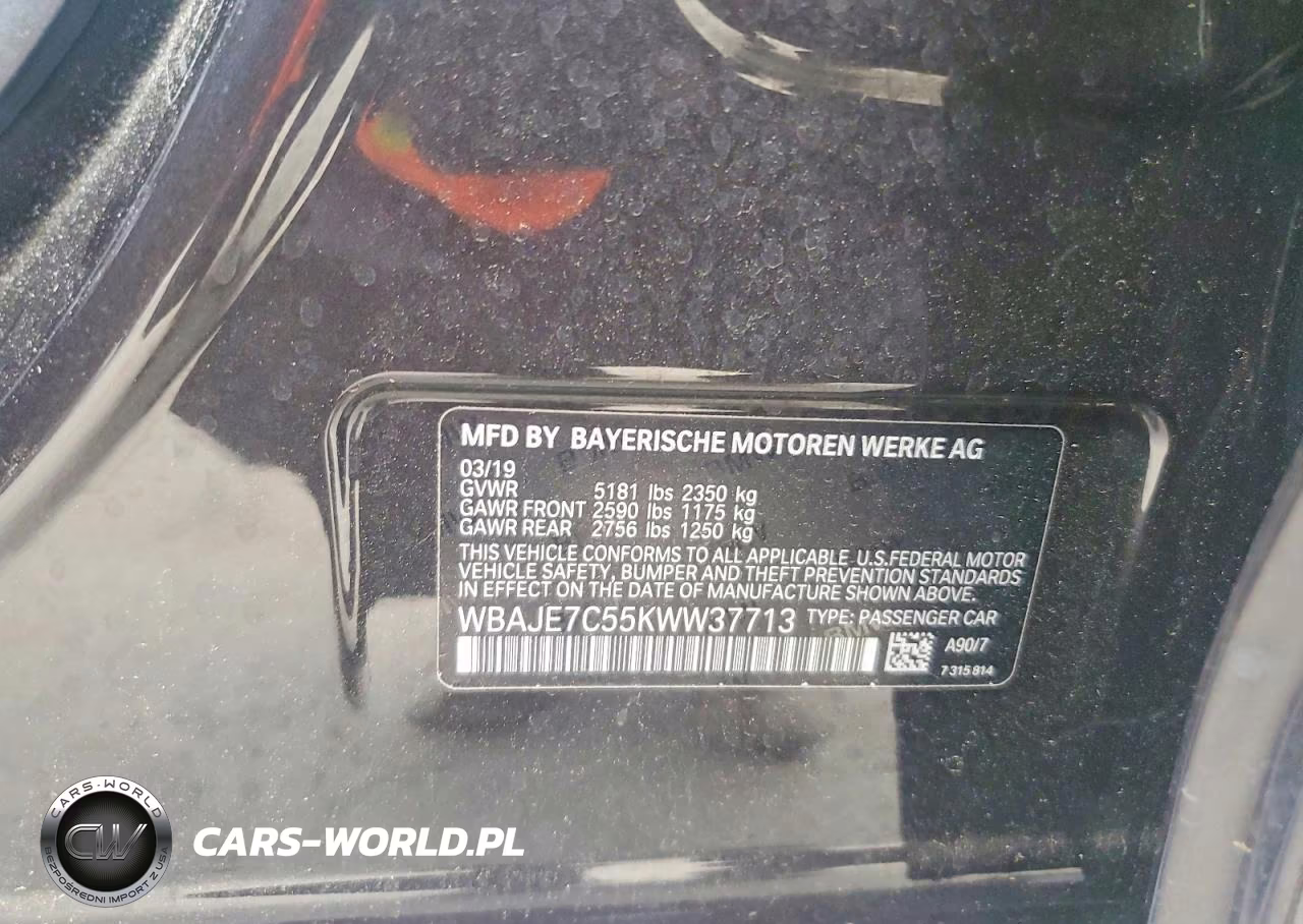 2019 BMW 540 Xi VIN:WBAJE7C55KWW37713 - 12