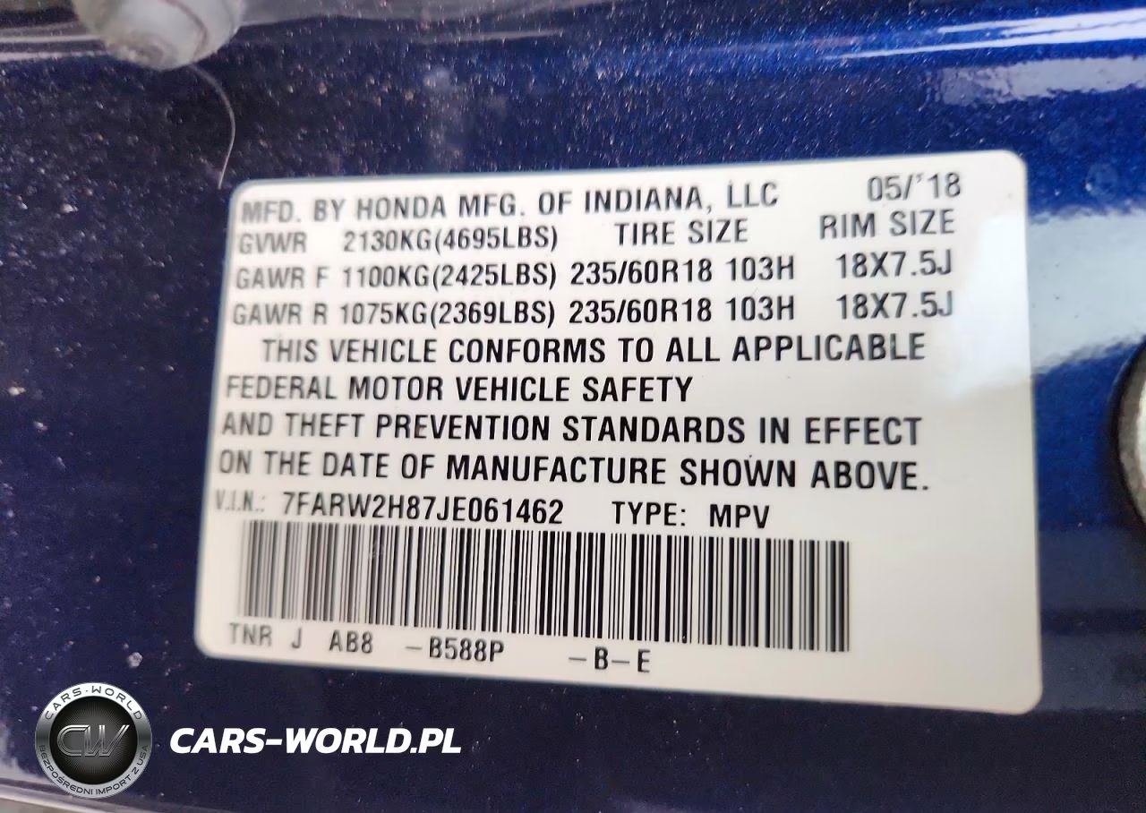 2018 Honda Cr-V Exl VIN:7FARW2H87JE061462 - 13