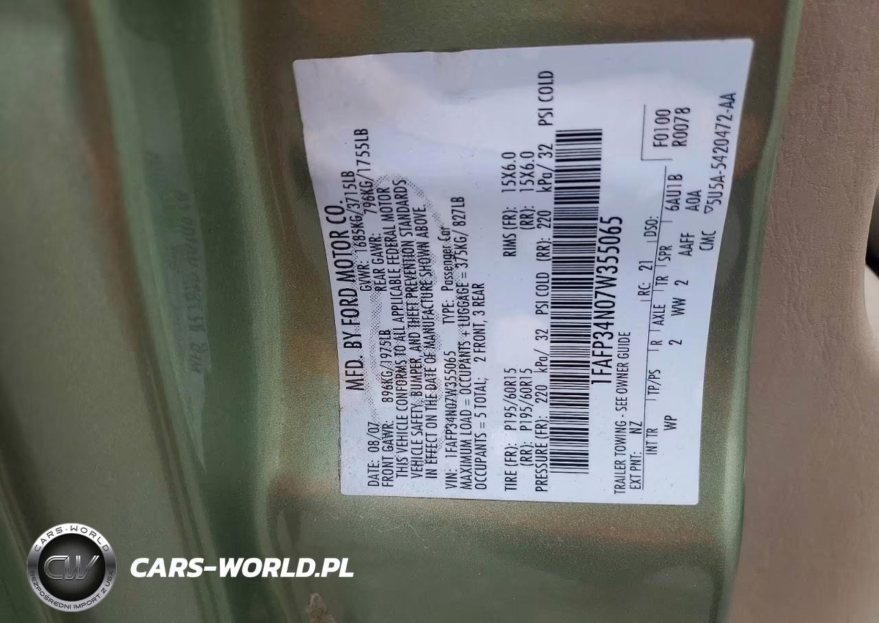 2007 Ford Focus Zx4 VIN:1FAFP34N07W355065 - 12