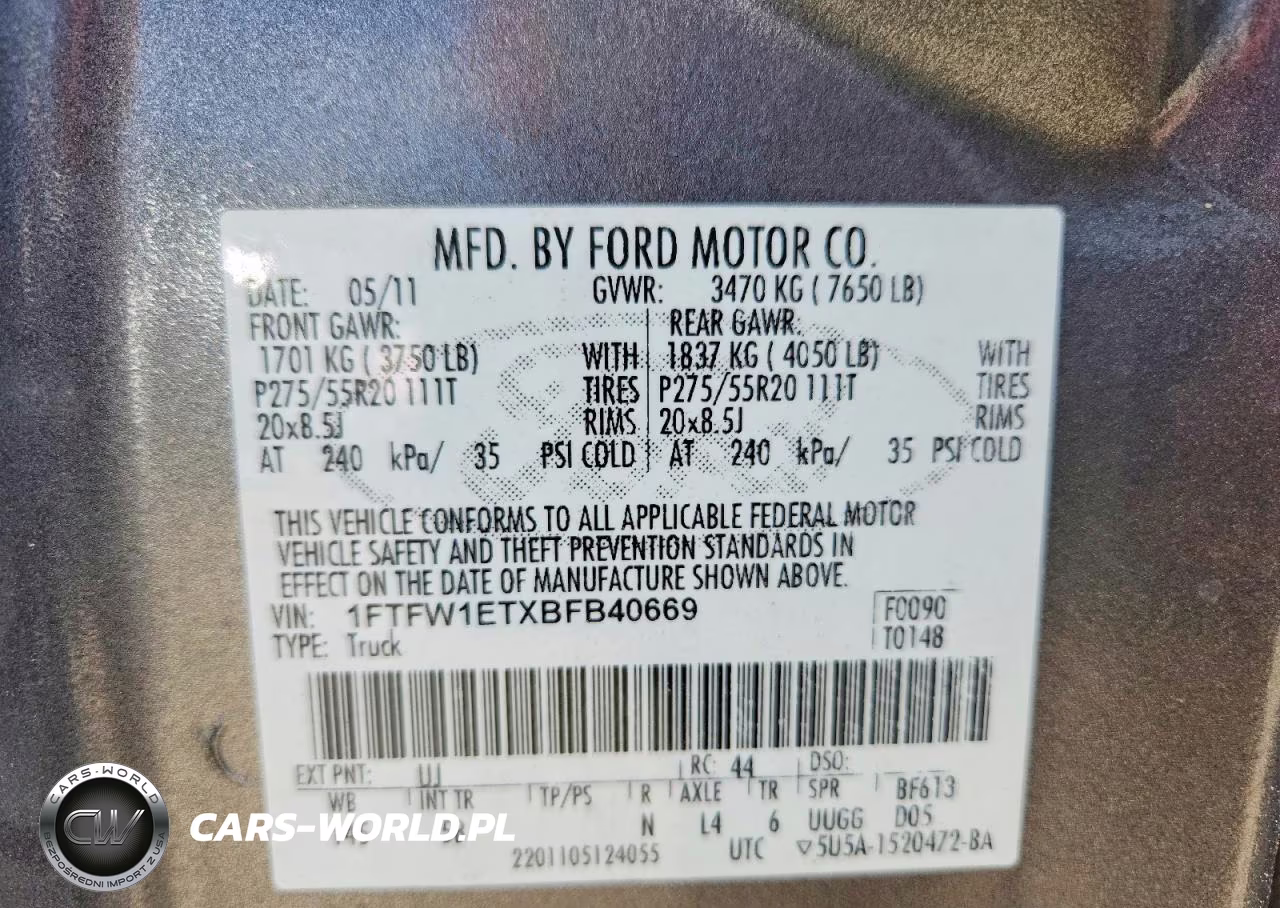 2011 Ford F150 Supercrew VIN:1FTFW1ETXBFB40669 - 12