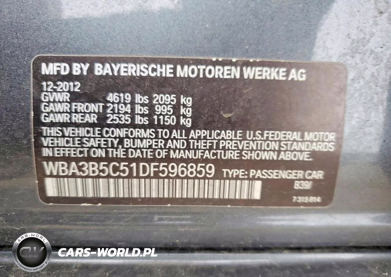 2013 BMW 328 Xi Sulev VIN:WBA3B5C51DF596859 - 12