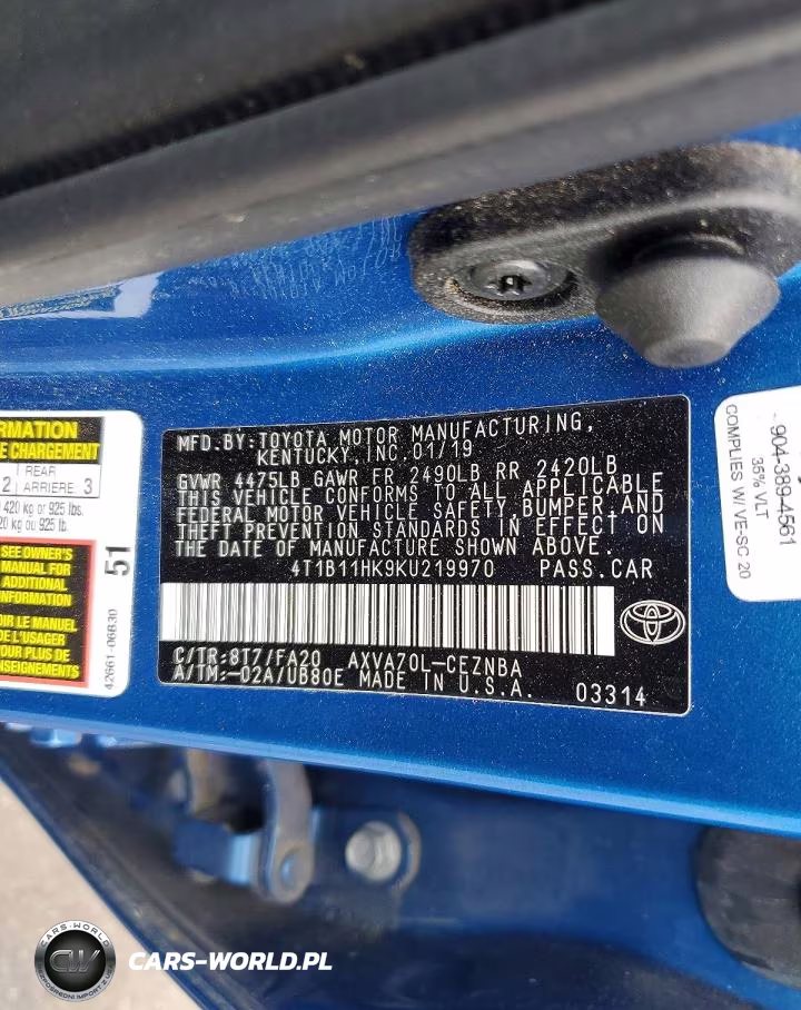 2019 Toyota Camry Le VIN:4T1B11HK9KU219970 - 12