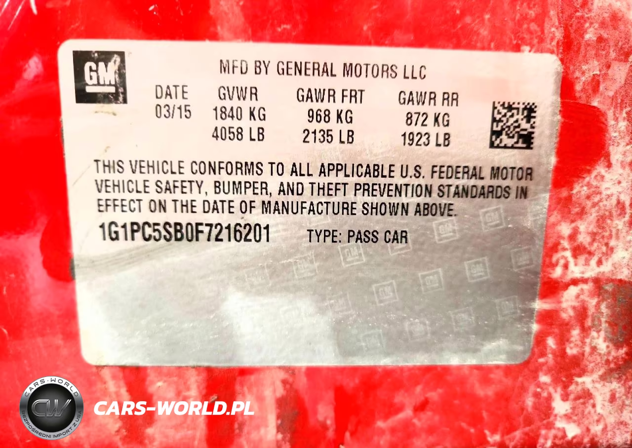 2015 Chevrolet Cruze Lt VIN:1G1PC5SB0F7216201 - 12