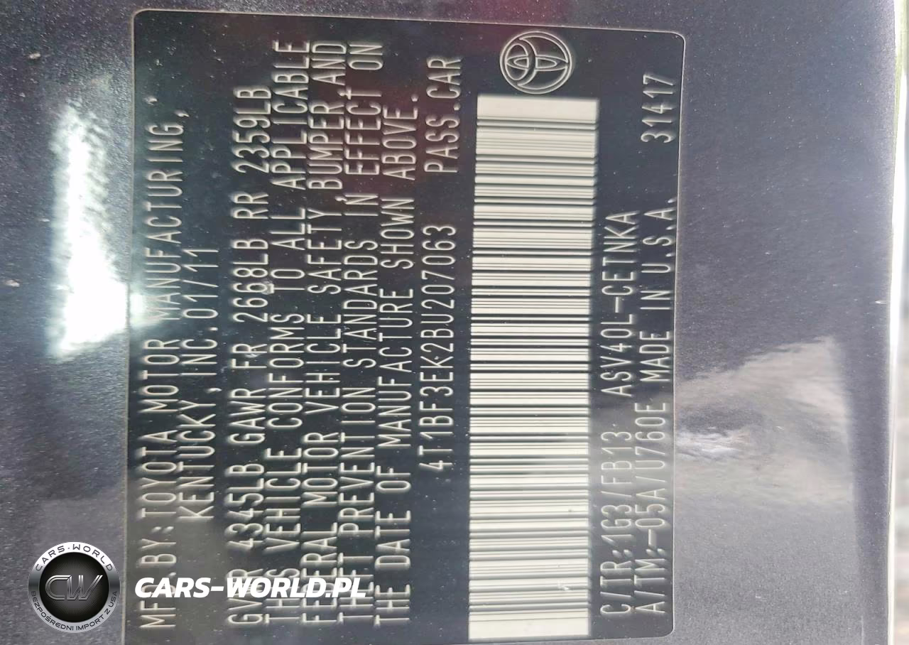 2011 Toyota Camry Le VIN:4T1BF3EK2BU207063 - 12