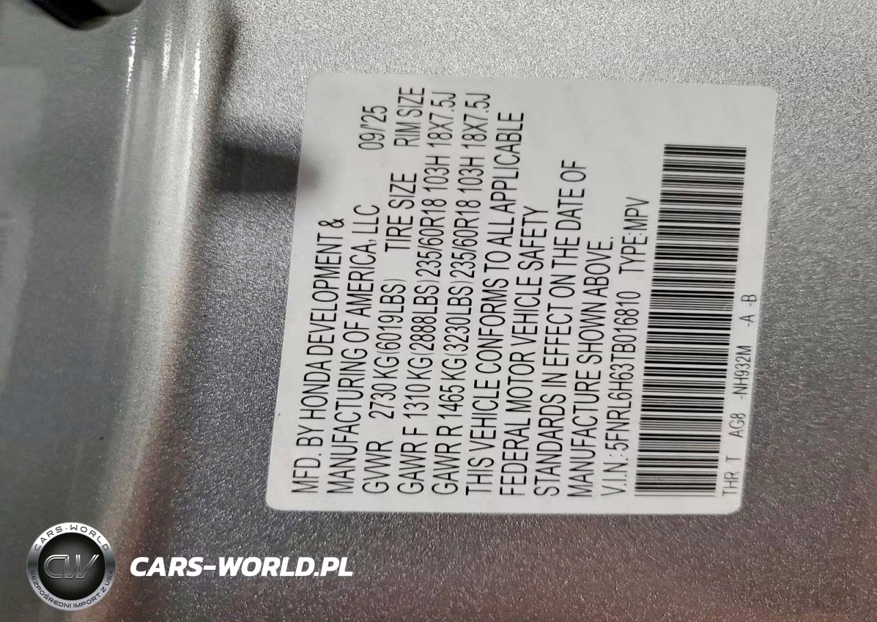 2026 Honda Odyssey Exl VIN:5FNRL6H63TB016810 - 13