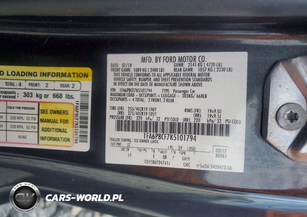 2019 Ford Mustang Gt Premium VIN:1FA6P8CF7K5101794 - 12