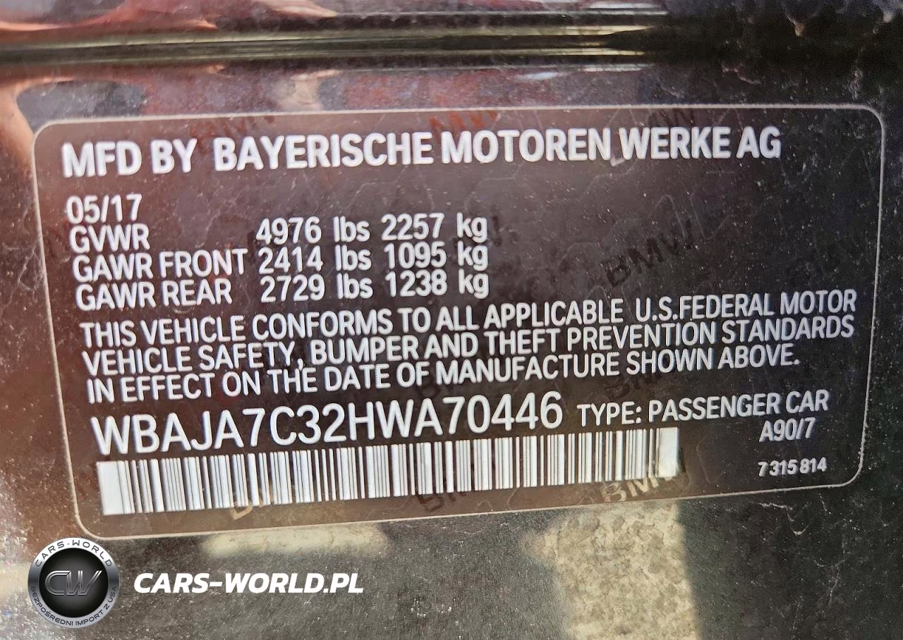 2017 BMW 530 Xi VIN:WBAJA7C32HWA70446 - 13