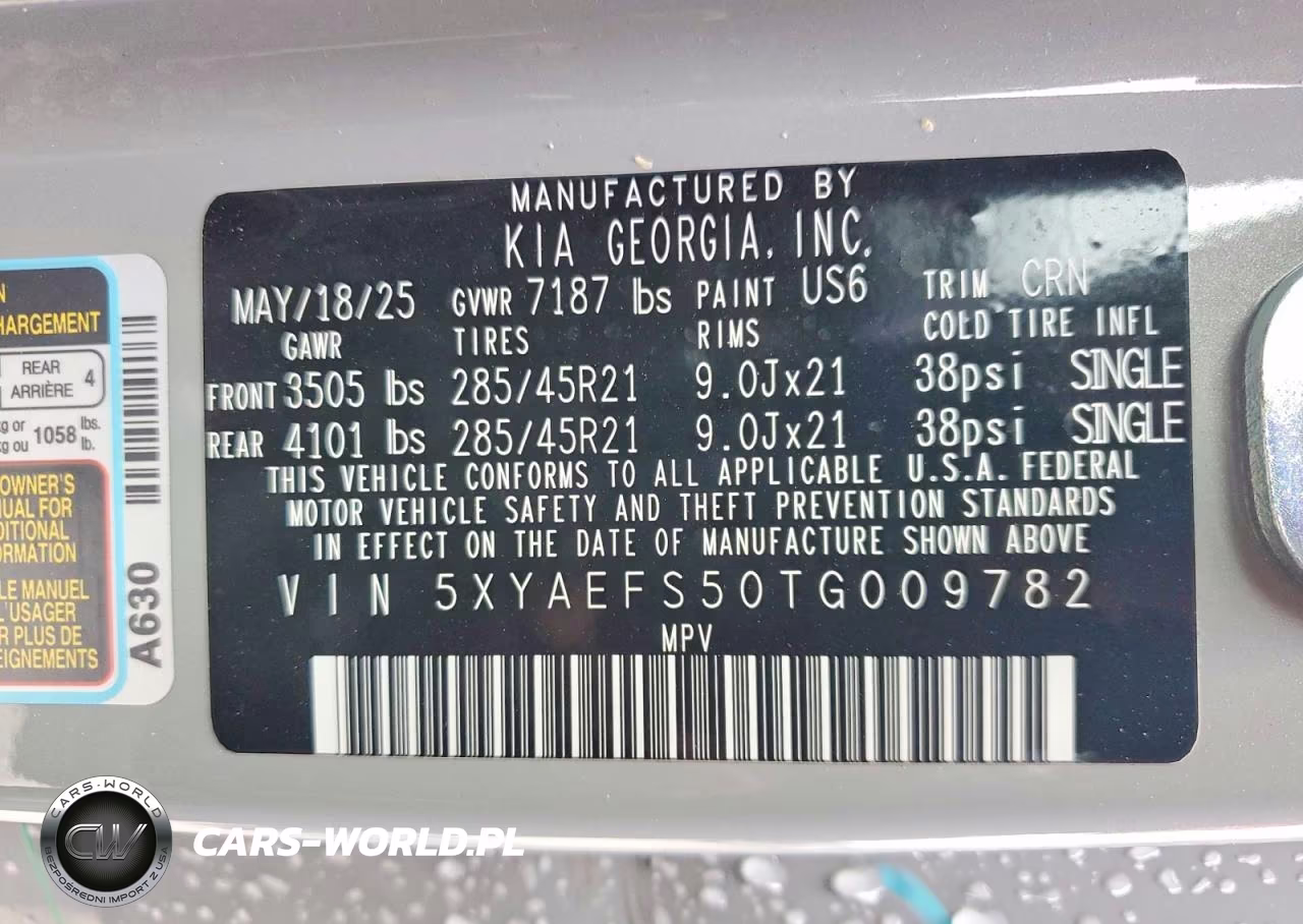 2026 Kia Ev9 Gt-Line VIN:5XYAEFS50TG009782 - 14