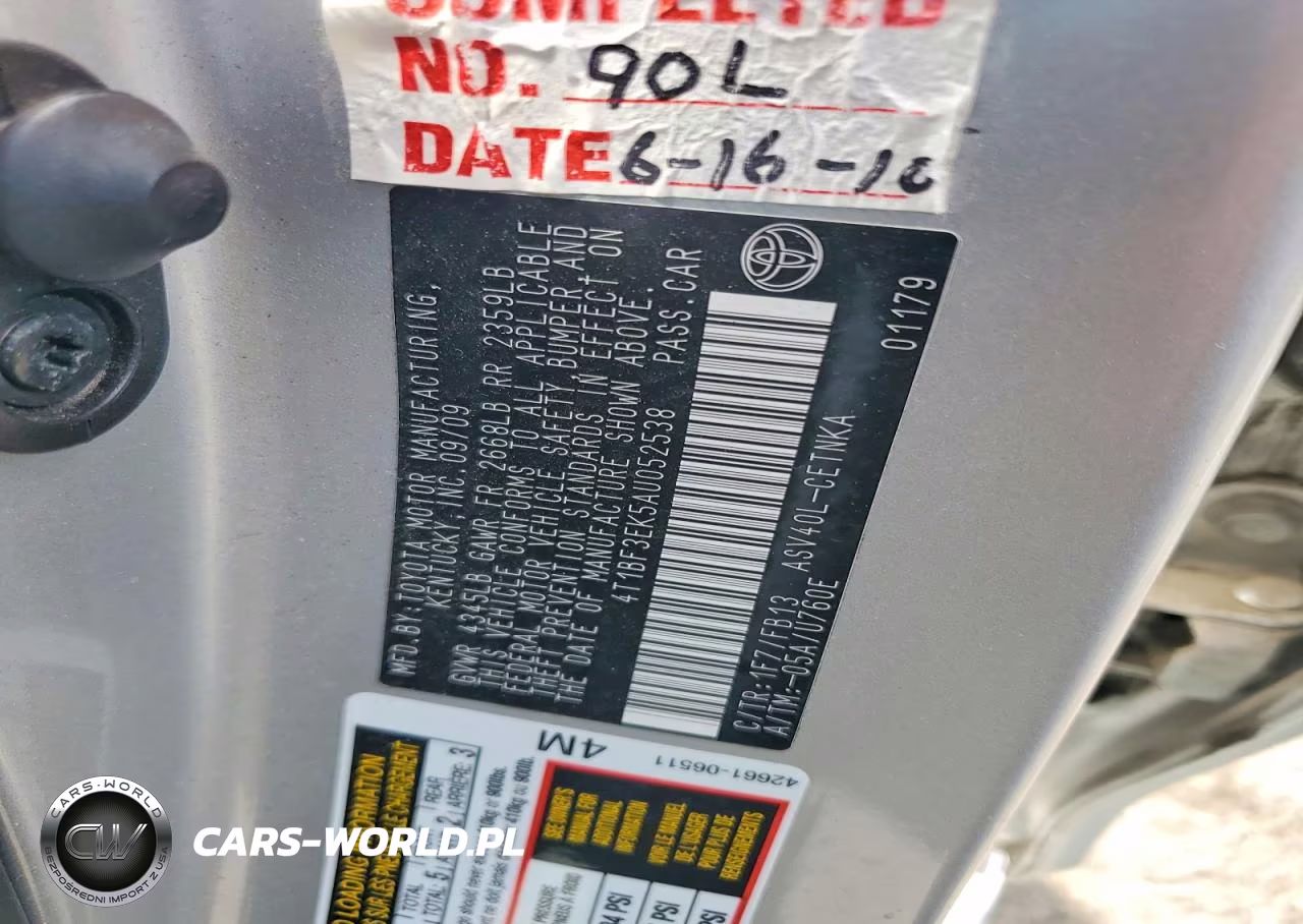2010 Toyota Camry Le VIN:4T1BF3EK5AU052538 - 12