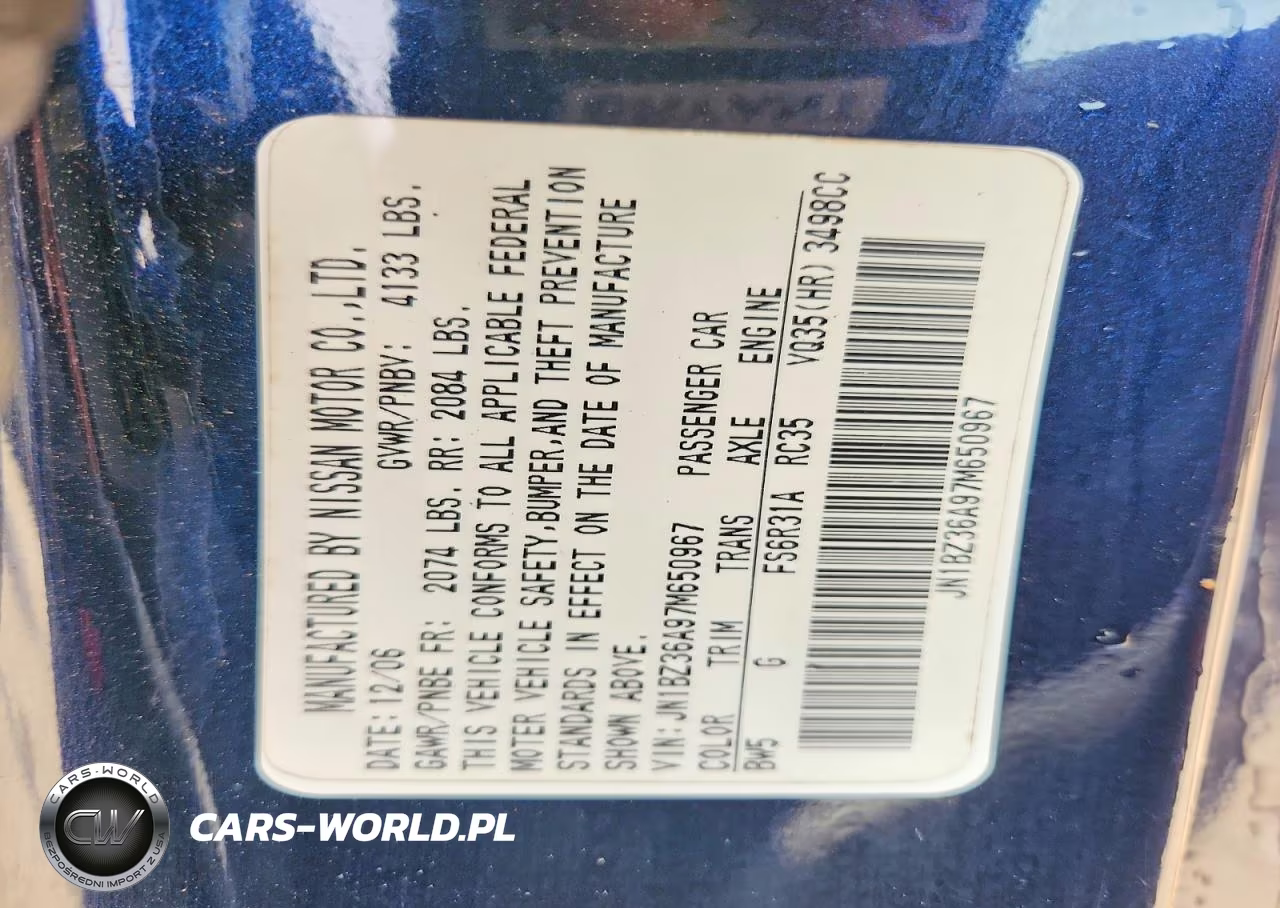 2007 Nissan 350Z Roadster VIN:JN1BZ36A97M650967 - 12