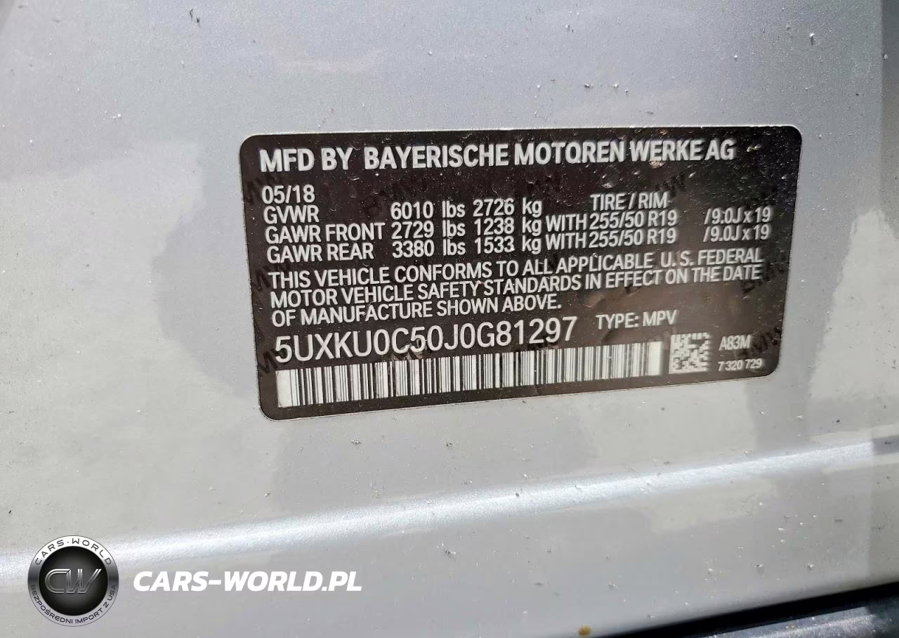 2018 BMW X6 Sdrive35I VIN:5UXKU0C50J0G81297 - 12