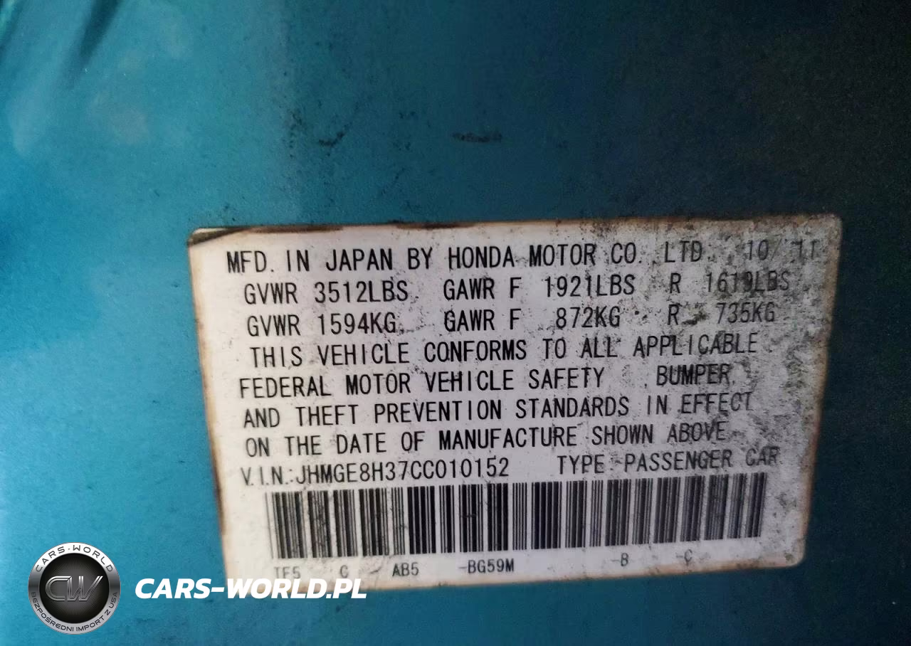 2012 Honda Fit VIN:JHMGE8H37CC010152 - 12
