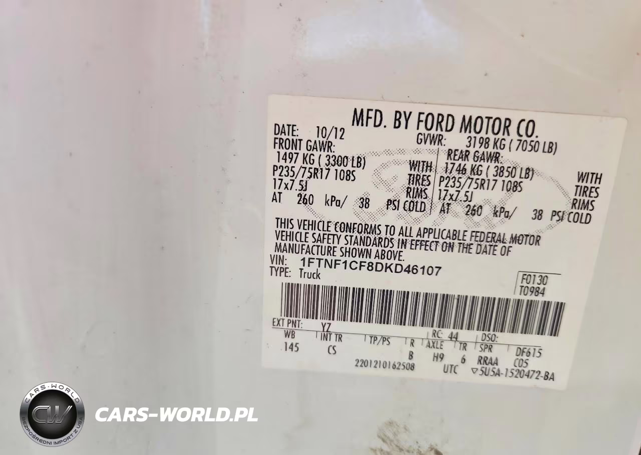 2013 Ford F150 VIN:1FTNF1CF8DKD46107 - 12