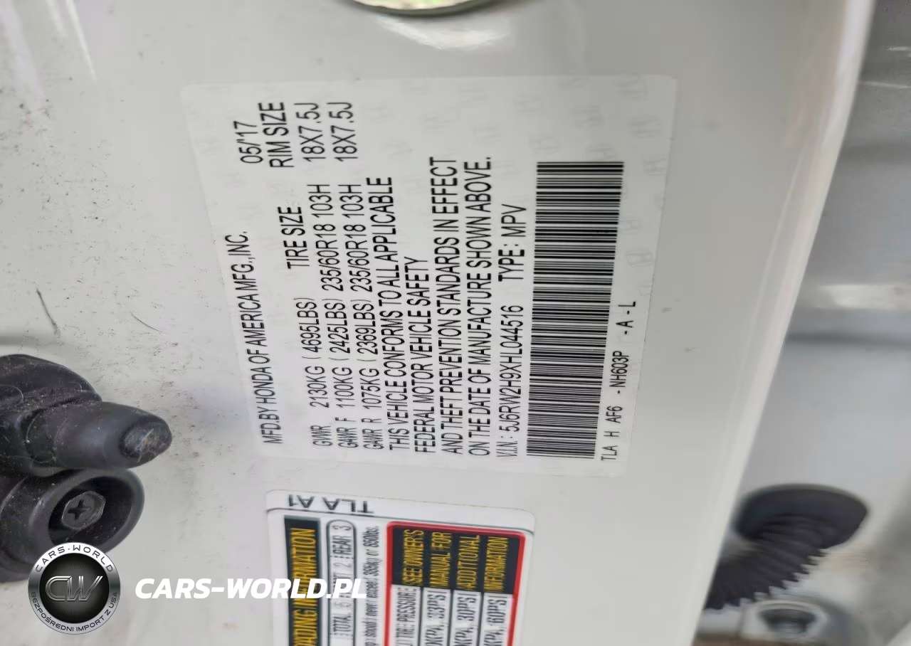 2017 Honda Cr-V Touring VIN:5J6RW2H9XHL044516 - 13
