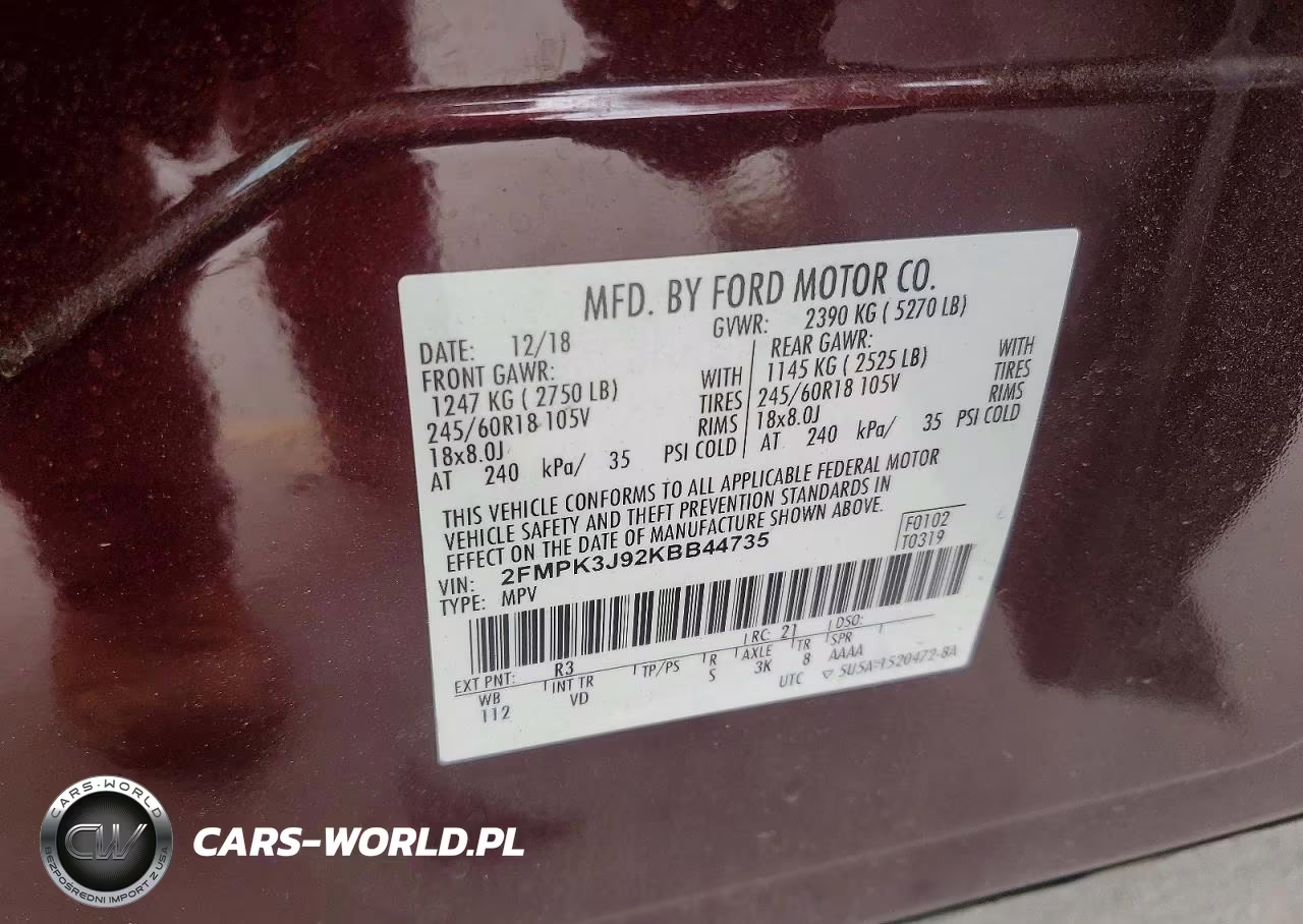2019 Ford Edge Sel VIN:2FMPK3J92KBB44735 - 13