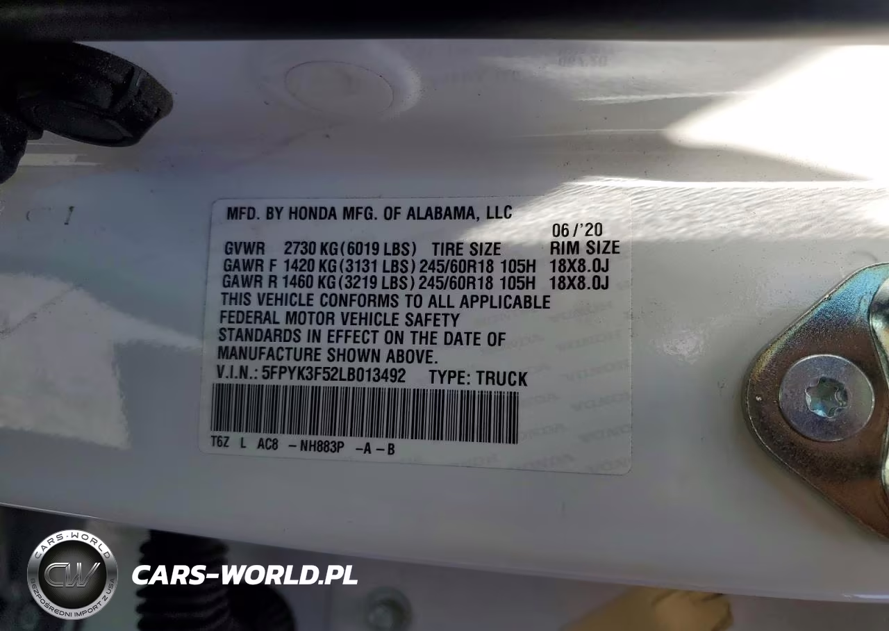 2020 Honda Ridgeline Rtl VIN:5FPYK3F52LB013492 - 12
