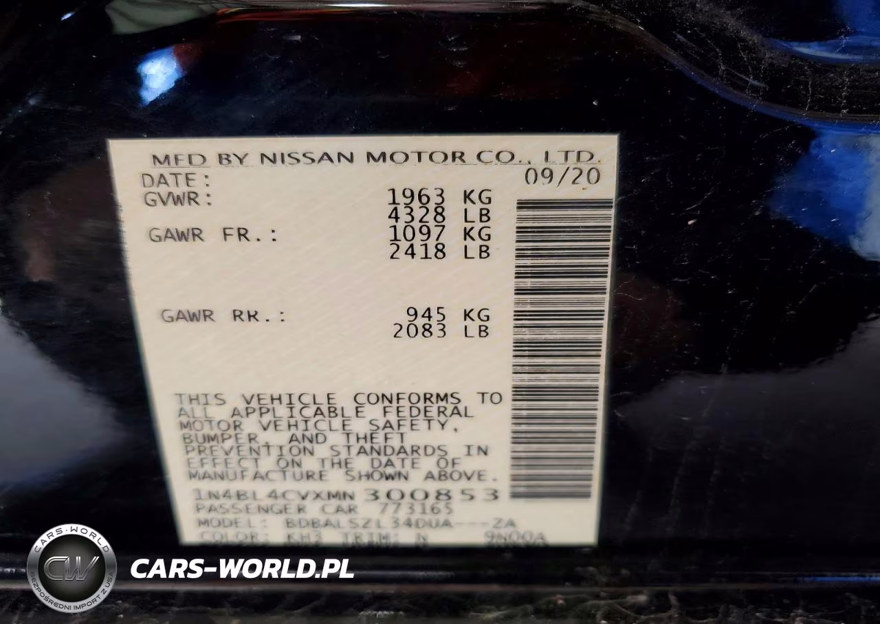 2021 Nissan Altima Sr VIN:1N4BL4CVXMN300853 - 12
