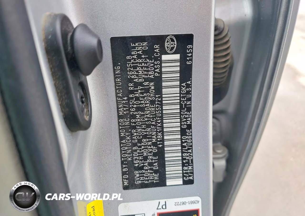 2015 Toyota Camry Xle V6 VIN:4T1BK1FK4FU557721 - 12
