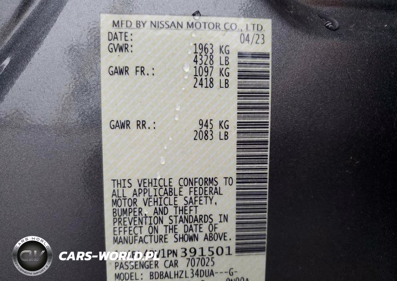 2023 Nissan Altima Sv VIN:1N4BL4DV1PN391501 - 13