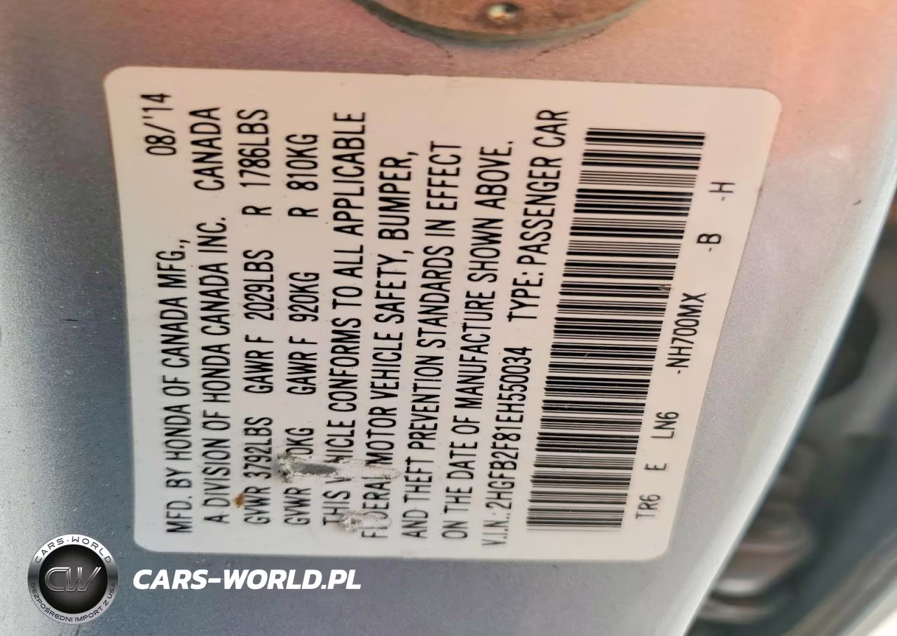 2014 Honda Civic Ex VIN:2HGFB2F81EH550034 - 12