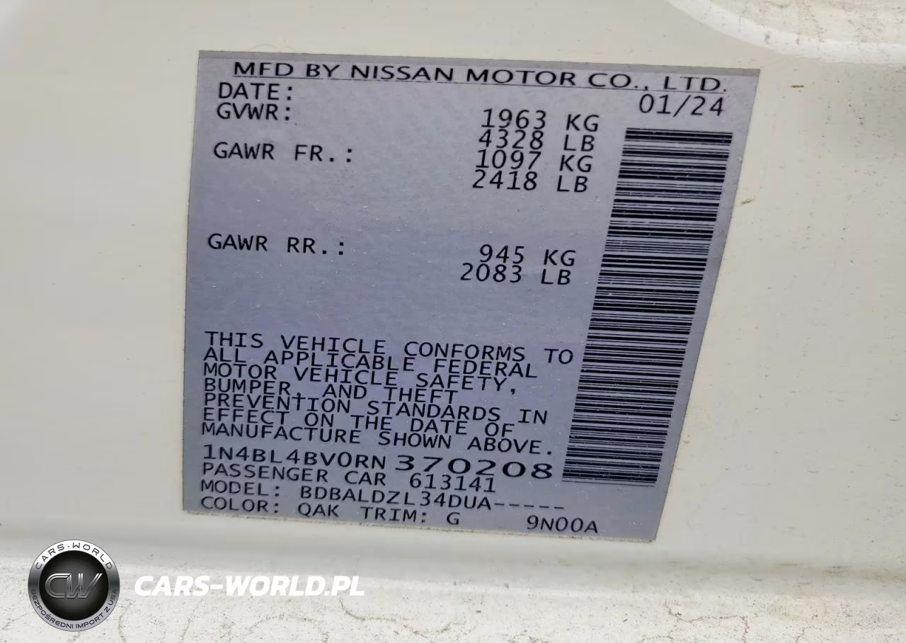 2024 Nissan Altima S VIN:1N4BL4BV0RN370208 - 13