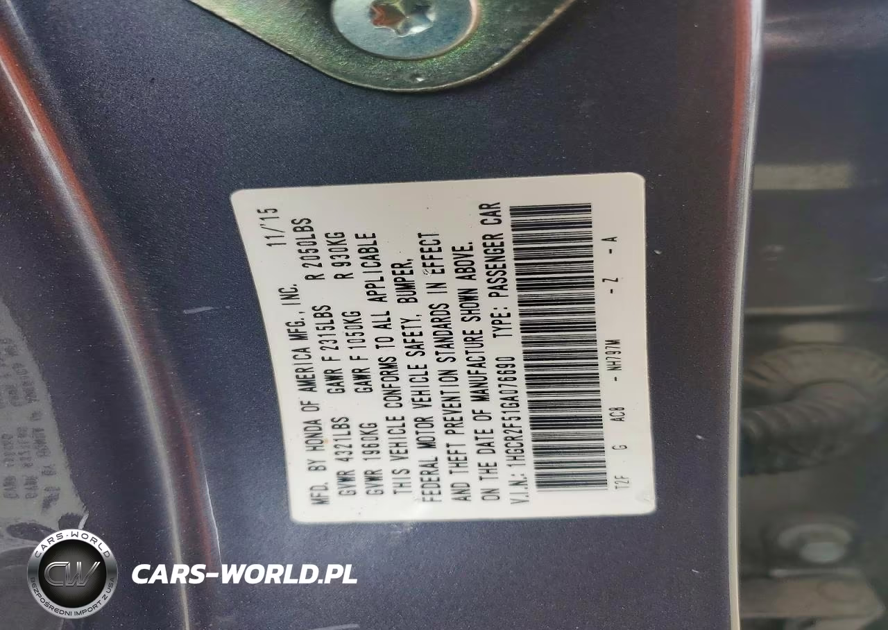 2016 Honda Accord Sport VIN:1HGCR2F51GA076690 - 12