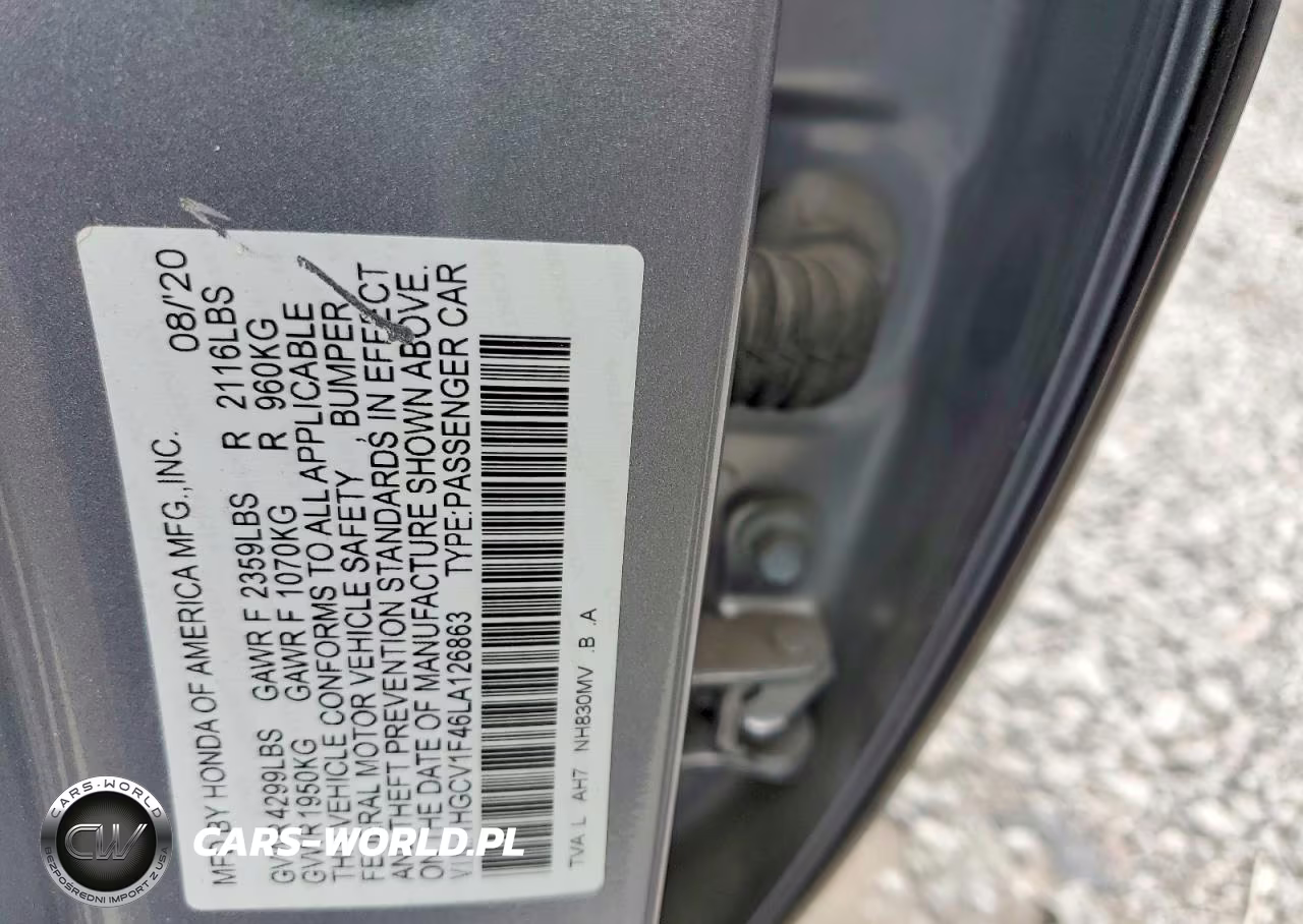 2020 Honda Accord Ex VIN:1HGCV1F46LA126863 - 12
