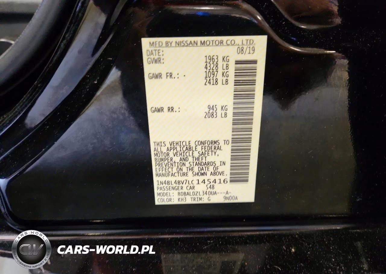 2020 Nissan Altima S VIN:1N4BL4BV7LC145416 - 13