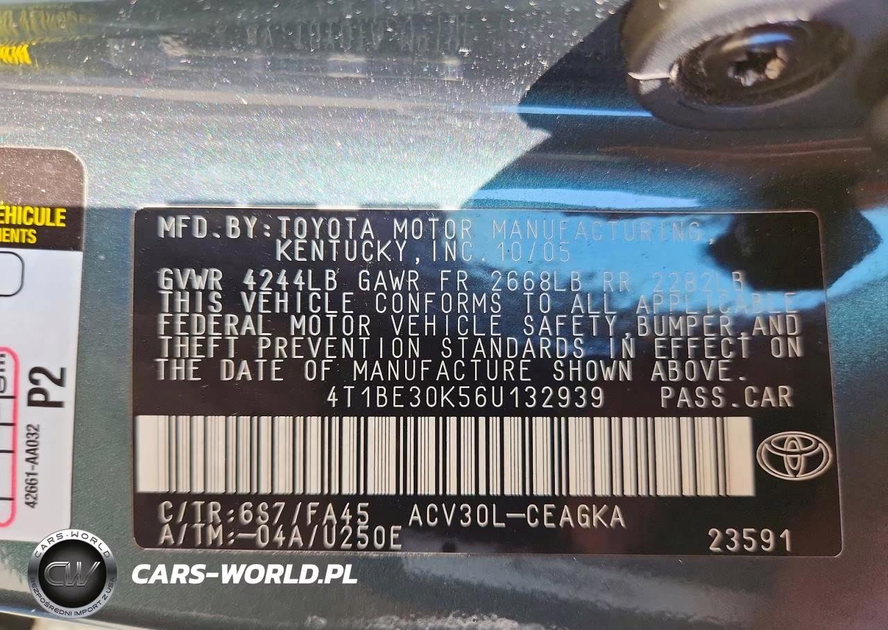 2006 Toyt Camry VIN:4T1BE30K56U132939 - 12