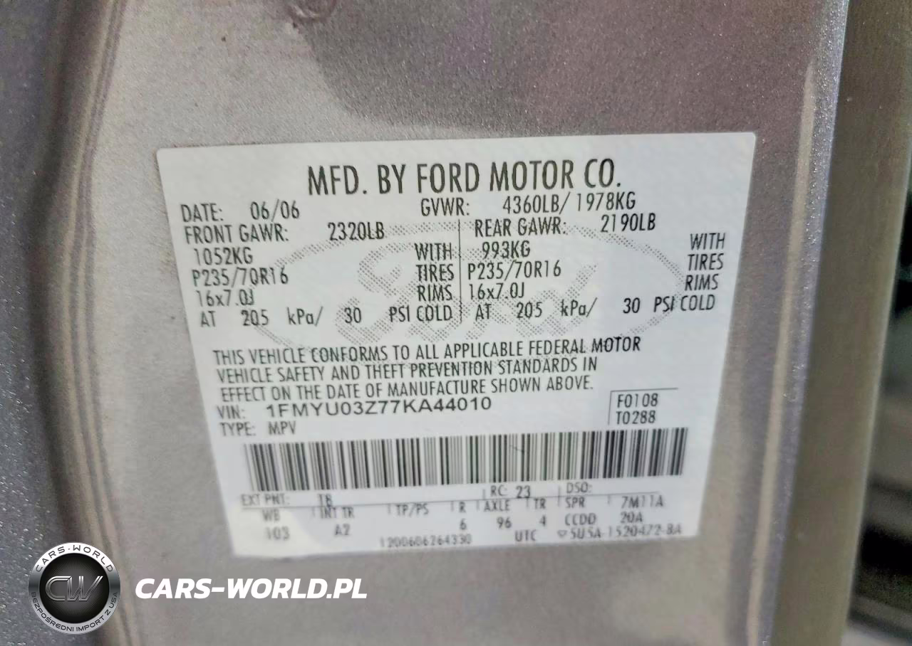 2007 Ford Escape Xlt VIN:1FMYU03Z77KA44010 - 13