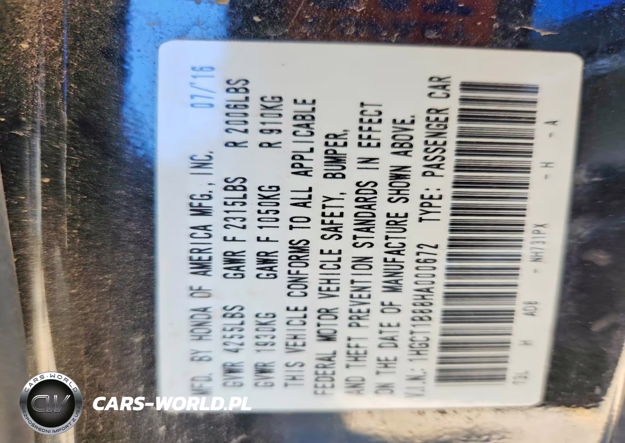 2017 Honda Accord Exl VIN:1HGCT1B88HA000672 - 12