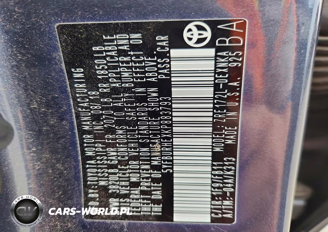 2019 Toyota Corolla Le VIN:5YFBURHEXKP883793 - 12