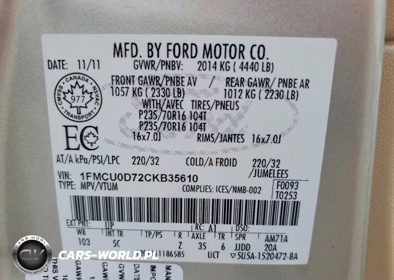 2012 Ford Escape Xlt VIN:1FMCU0D72CKB35610 - 13
