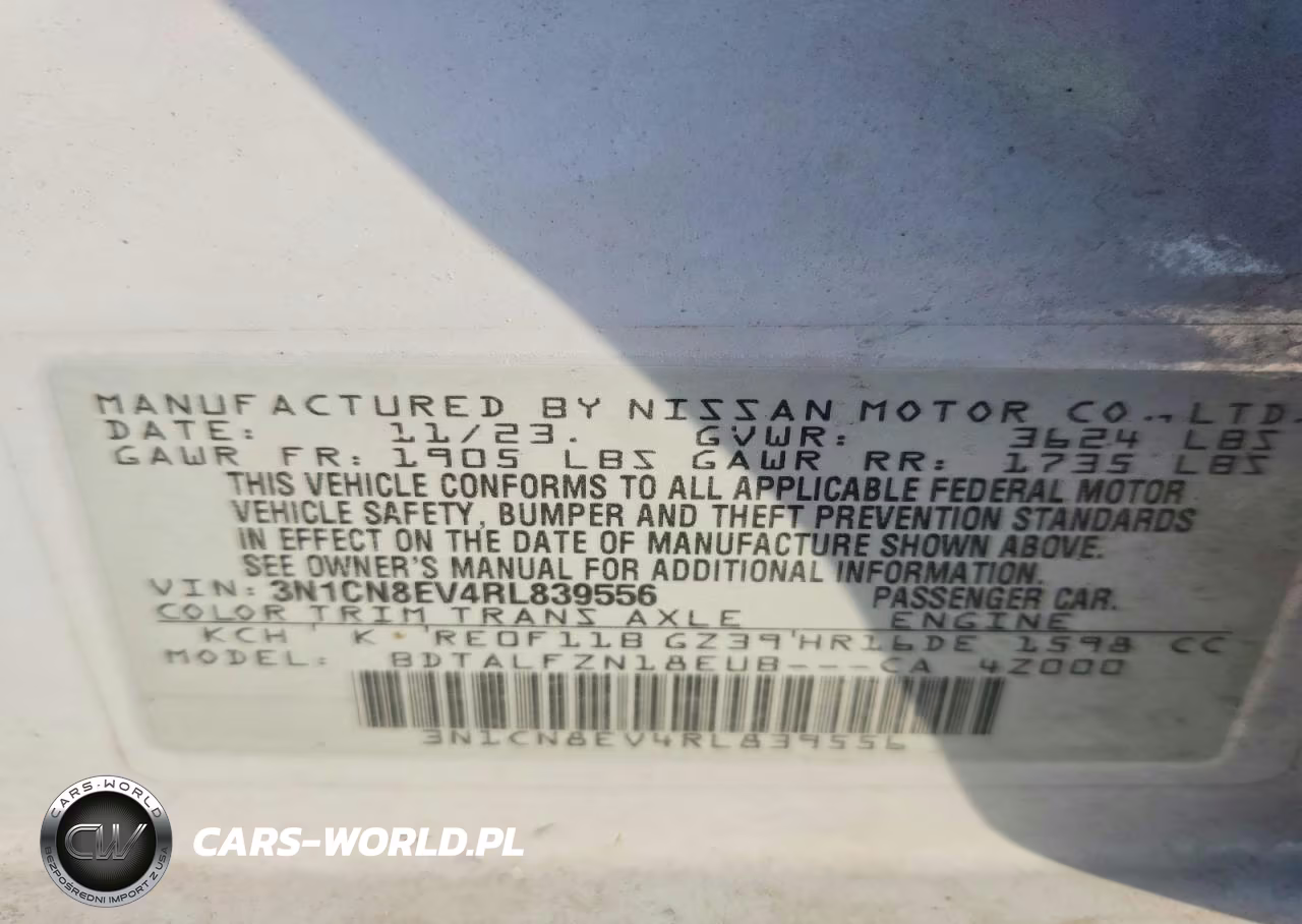 2024 Nissan Versa Sv VIN:3N1CN8EV4RL839556 - 12