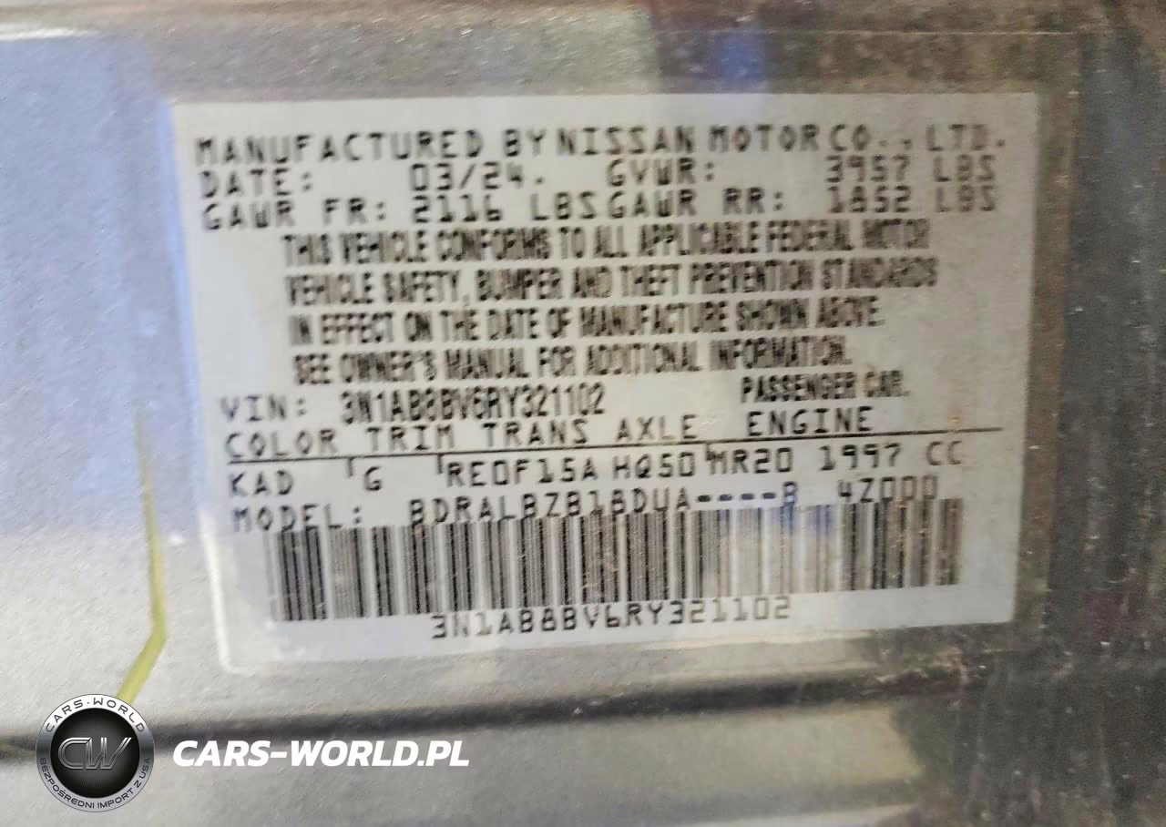 2024 Nissan Sentra S VIN:3N1AB8BV6RY321102 - 12