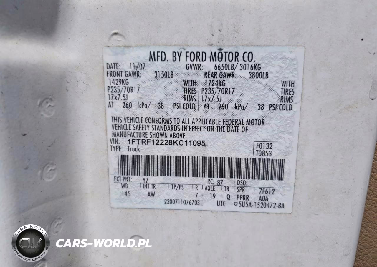2008 Ford F150 VIN:1FTRF12228KC11095 - 12