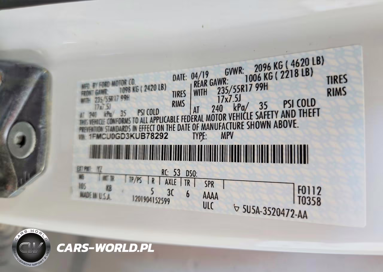 2019 Ford Escape Se VIN:1FMCU0GD3KUB78292 - 12