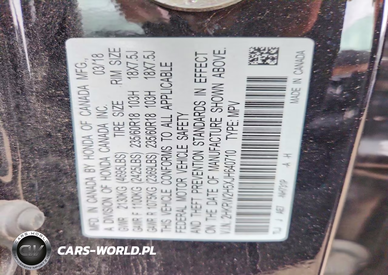 2018 Honda Crv VIN:2HKRW2H5XJH640710 - 13