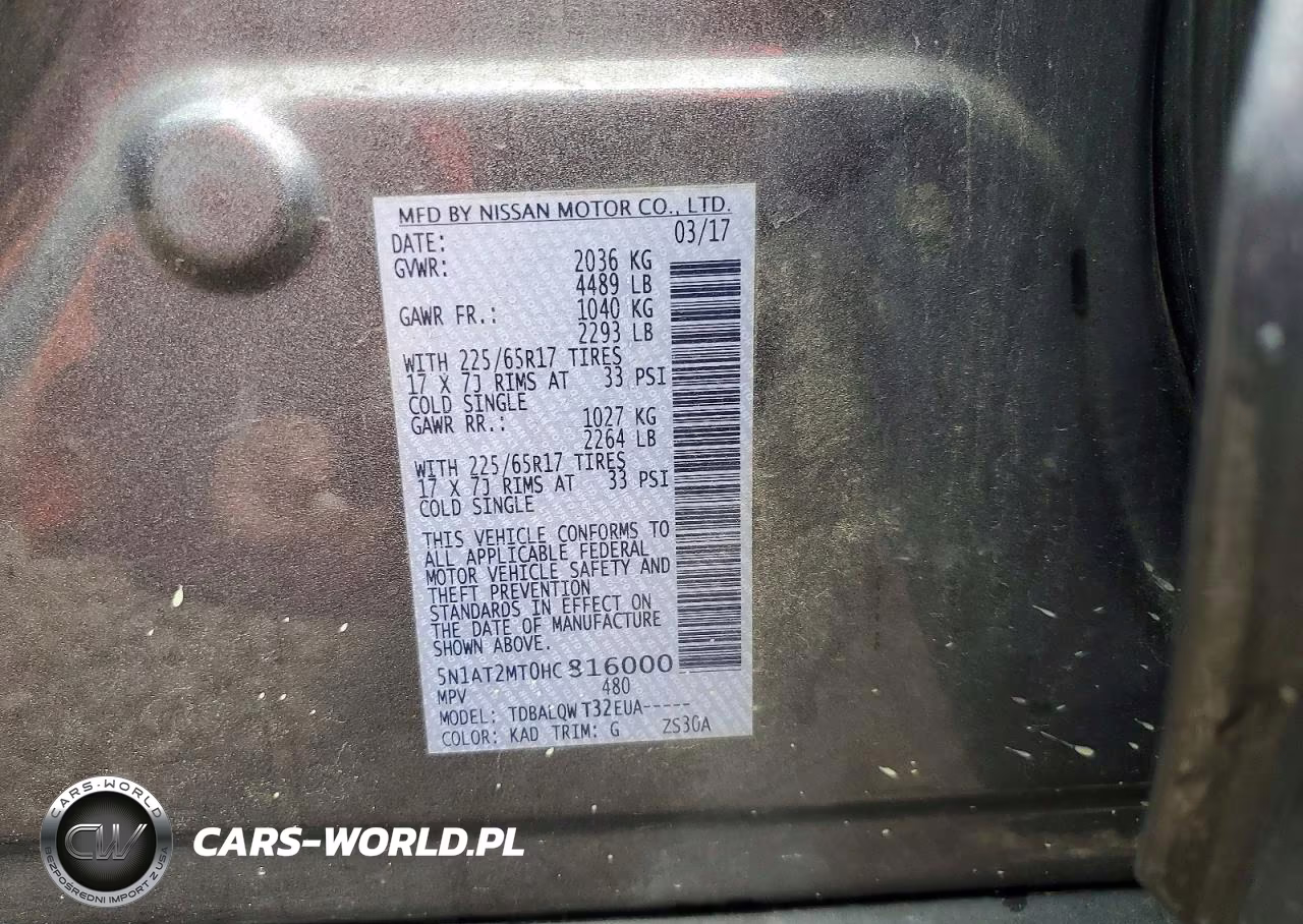2017 Nissan Rogue Sv VIN:5N1AT2MT0HC816000 - 13