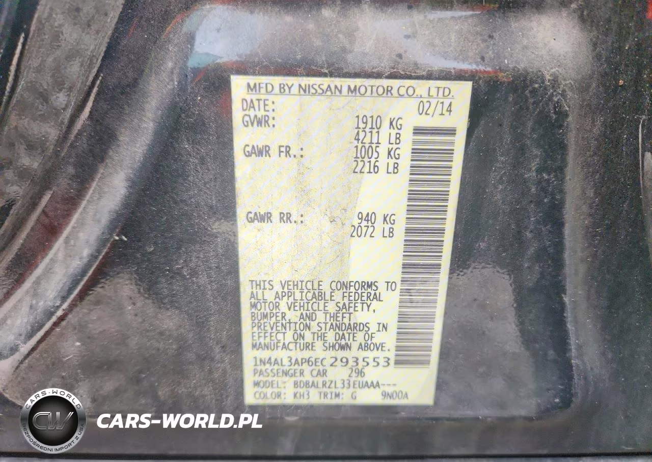 2014 Nissan Altima 2.5 S VIN:1N4AL3AP6EC293553 - 12