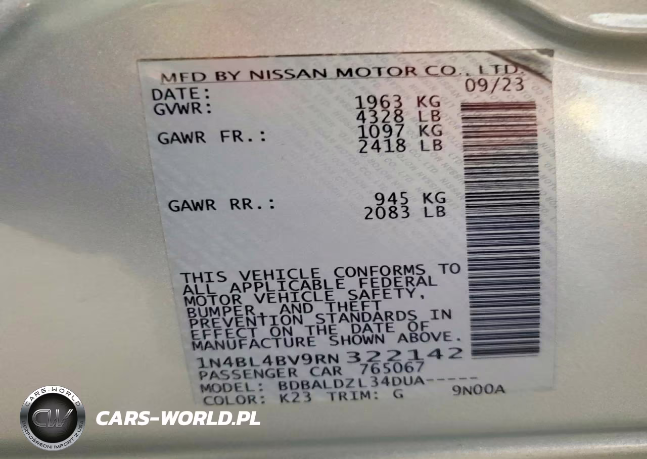 2024 Nissan Altima S VIN:1N4BL4BV9RN322142 - 12
